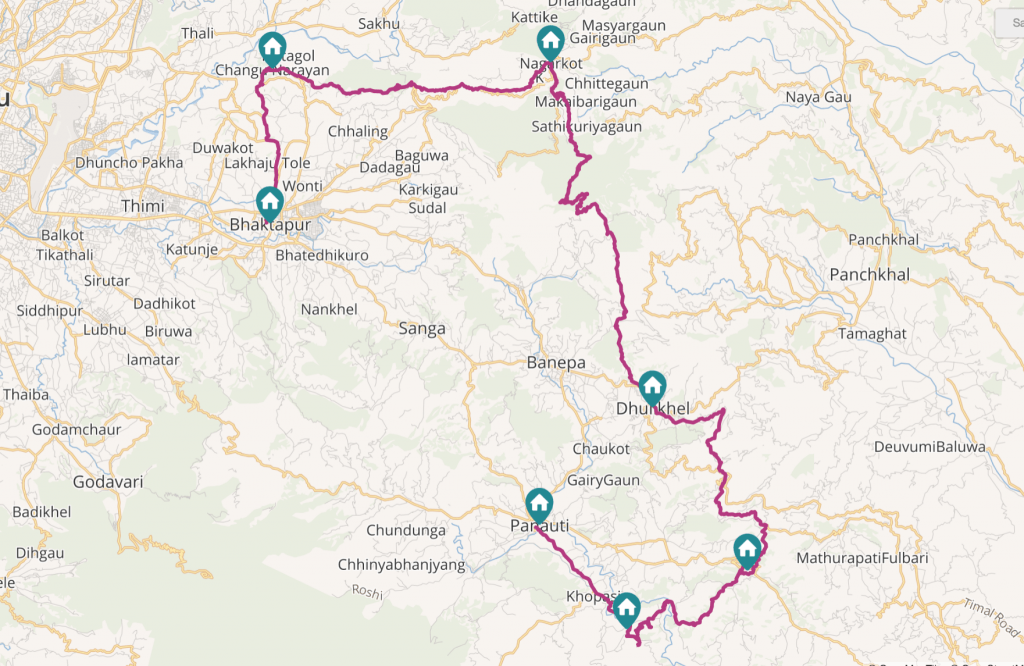 Kathmandu Valley Trek Map